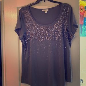 Grey glitter top